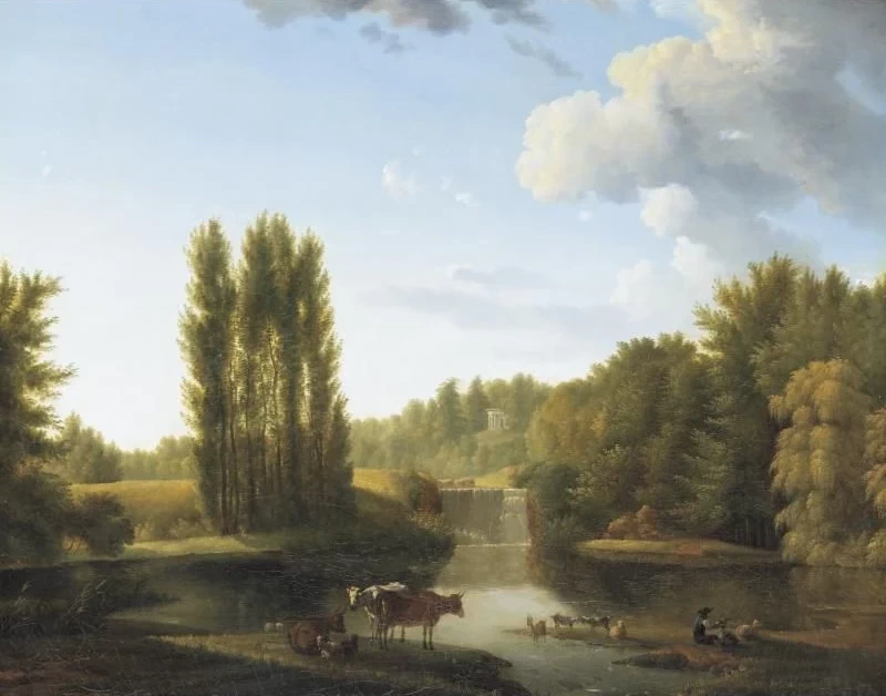 Alexandre Hyacinthe Dunouy - Paesaggio con cascata
